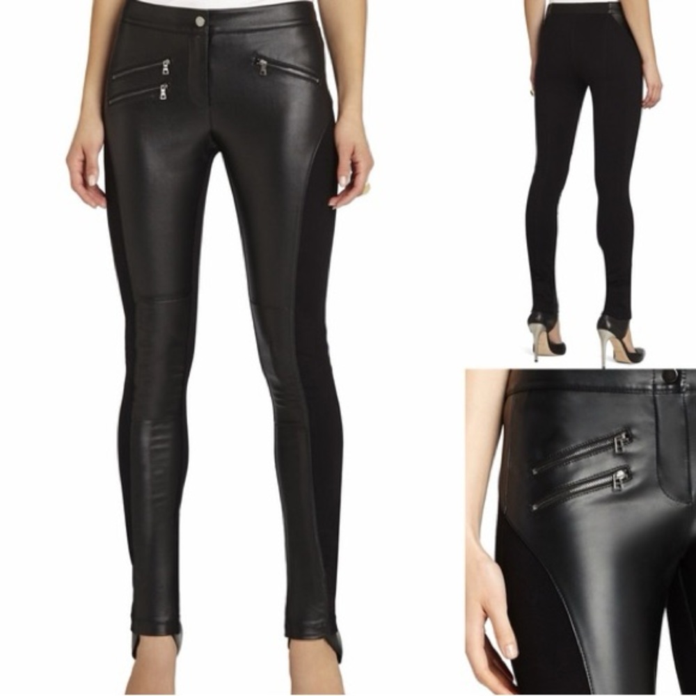 BCBG FAUX LEATHER MOTO LEGGINGS